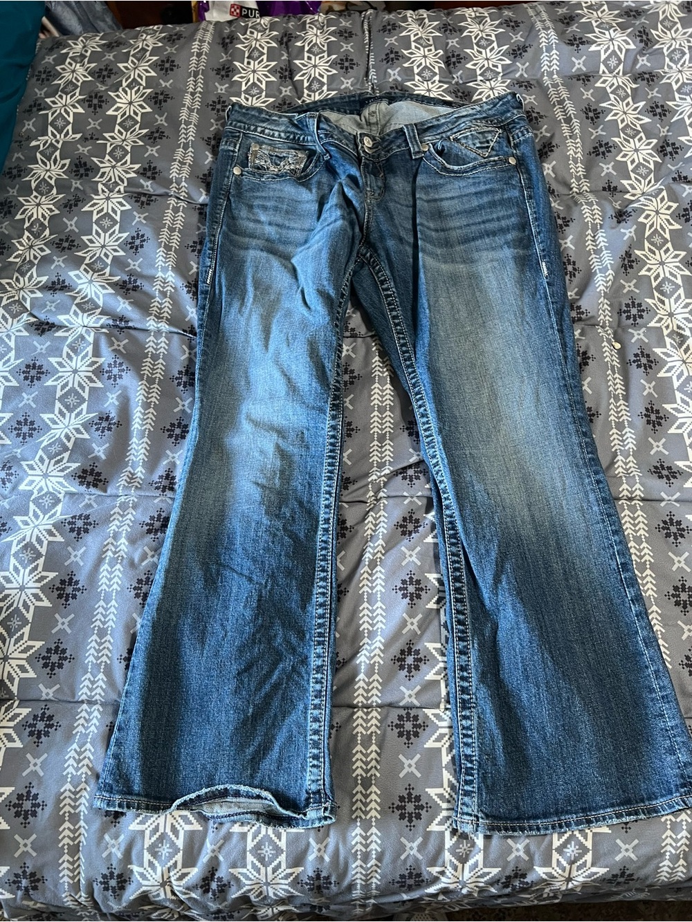 Vigoss Blue Bootcut Jeans with Faded Detailing